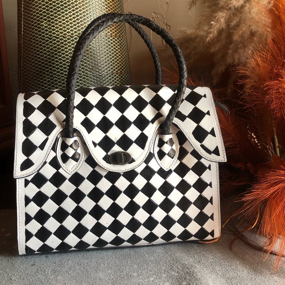 Checkered Leather Purse